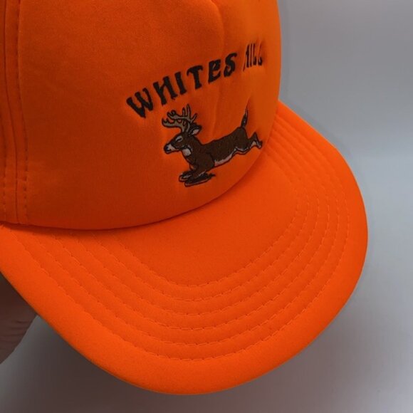 Whites Hill Hunting Deer Orange Hat Snapback Trucker Foam Cap Vintage - Picture 5 of 10